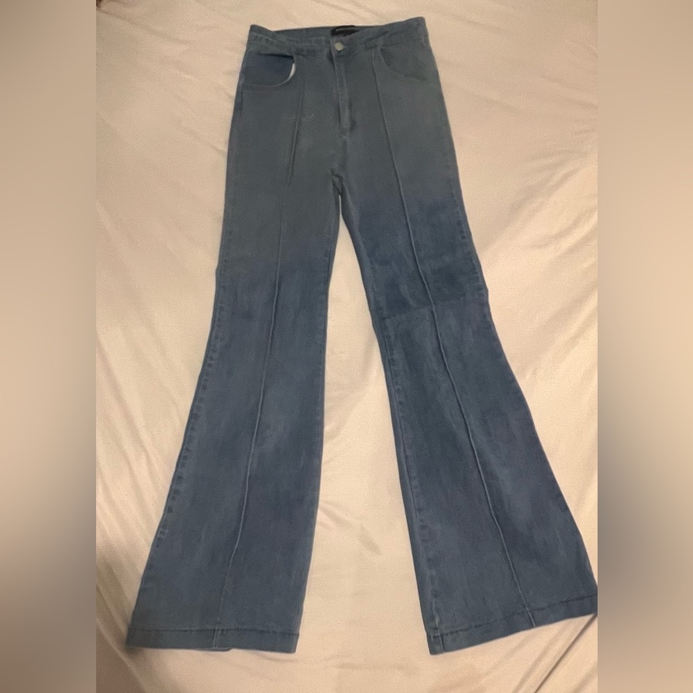 Comfortable Stretchy High Rise Jealous Tomato Denim Flare Jeans Sz Large